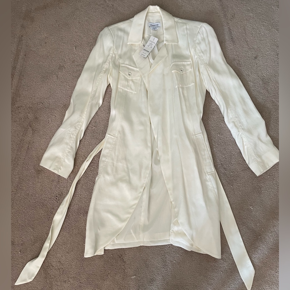 NWT New Bebe White Trench Coat